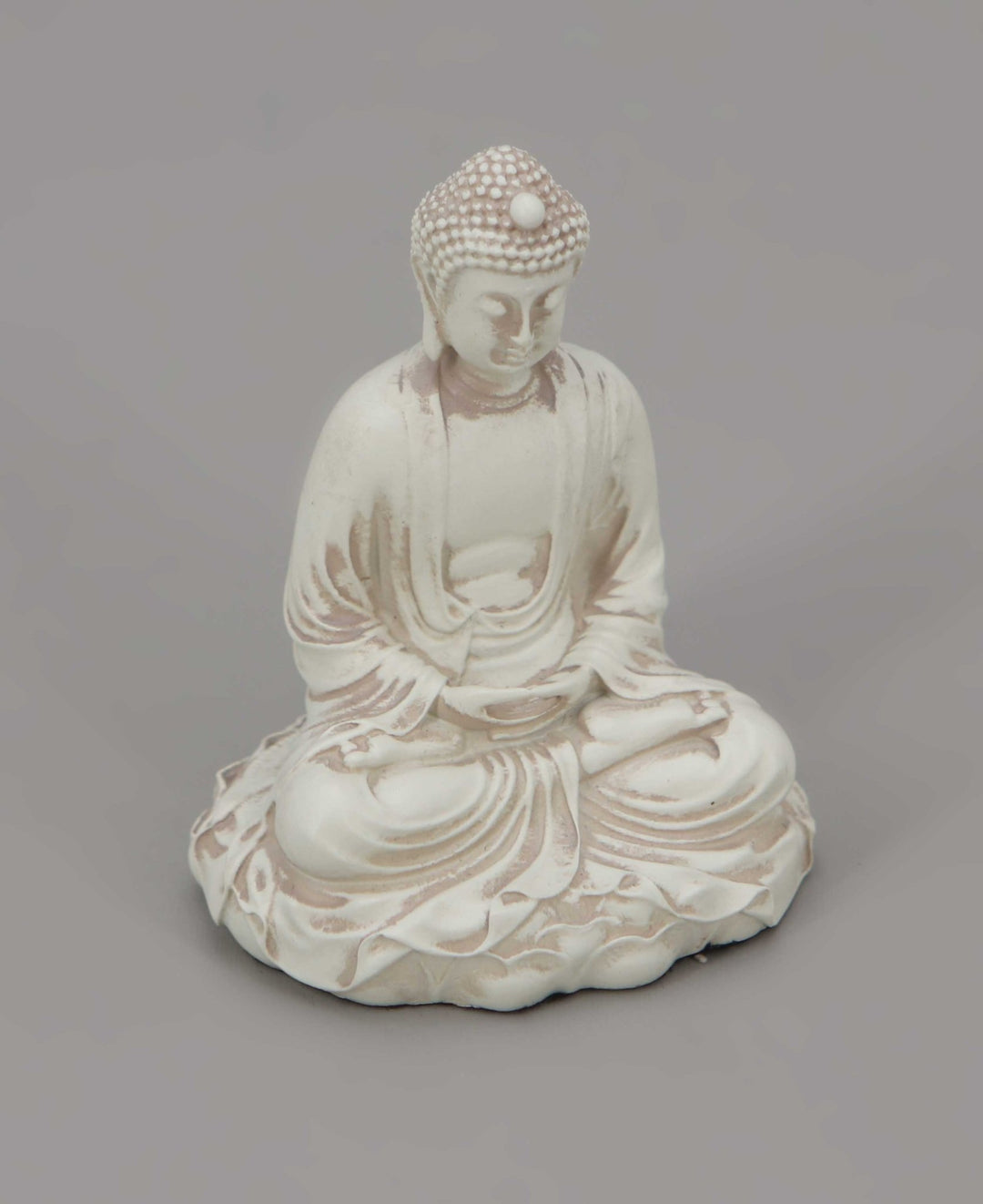 Set of Two Miniature Cream Buddha Statues - Sculptures & Statues