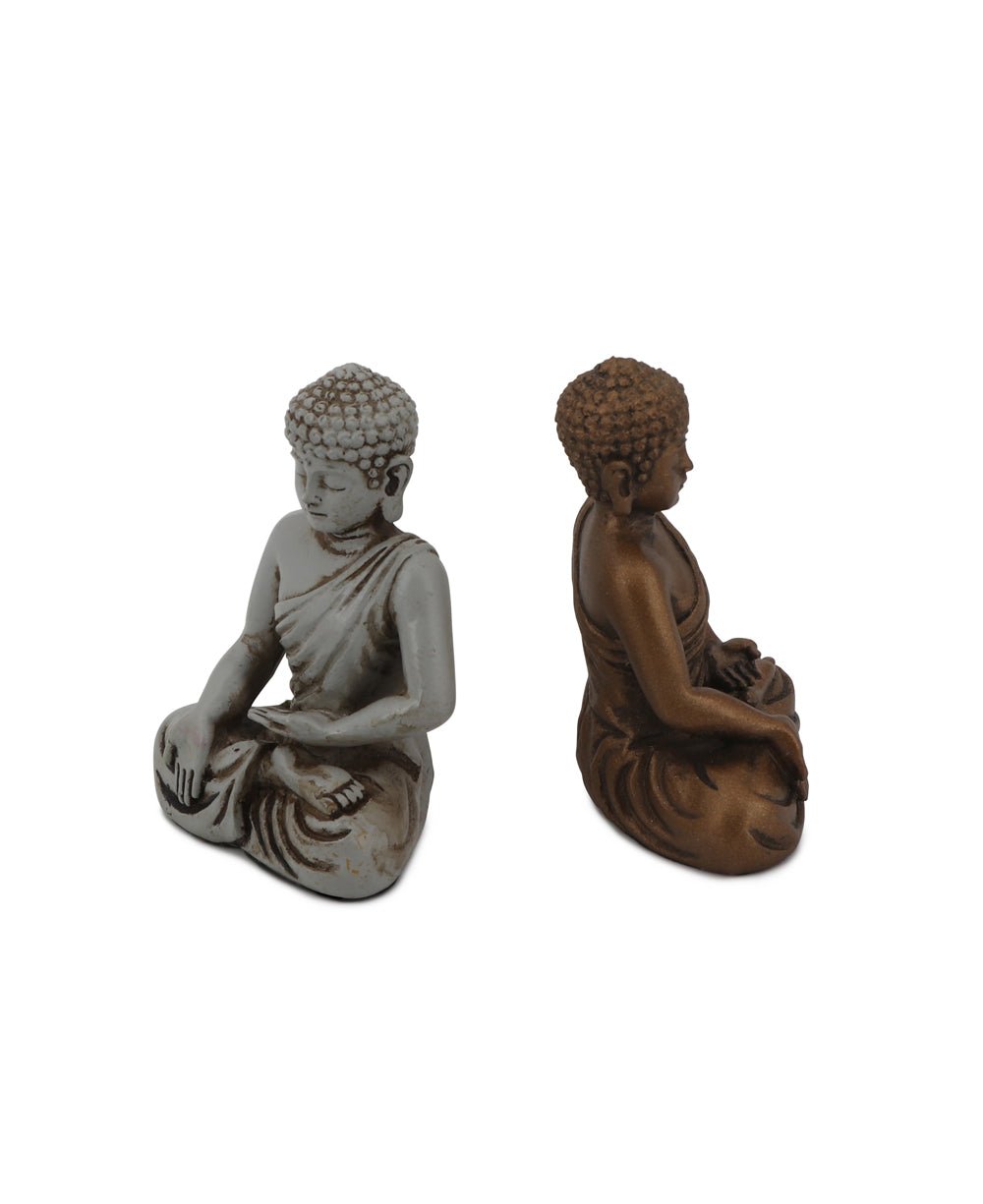 Set of Two Miniature Meditating Buddha Statues - Sculptures & Statues