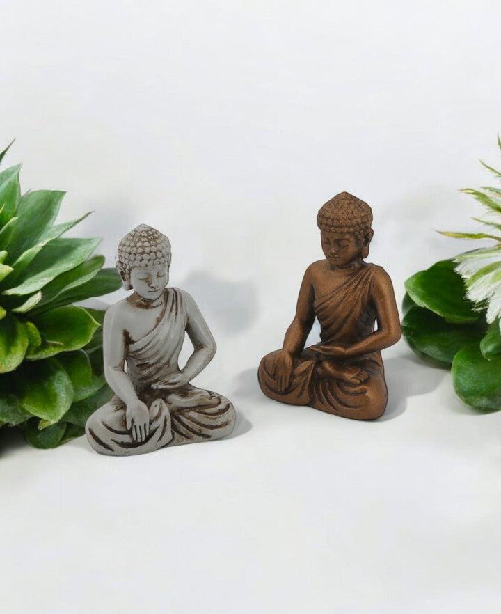 Set of Two Miniature Meditating Buddha Statues - Sculptures & Statues