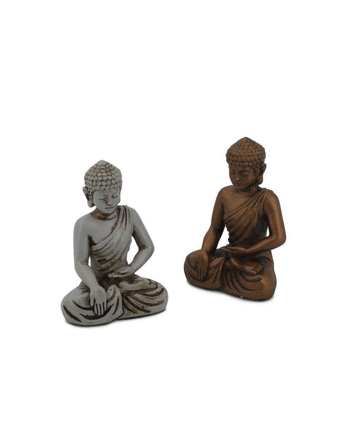 Set of Two Miniature Meditating Buddha Statues - Sculptures & Statues