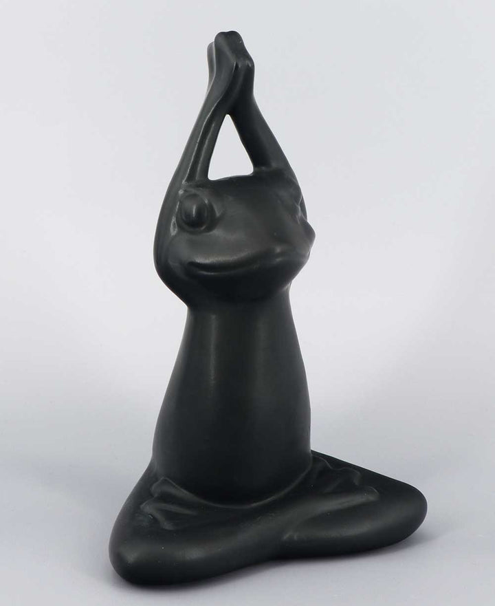 Set pf 3 Yoga Frog Black Ceramic Statues - Sculptures & Statues