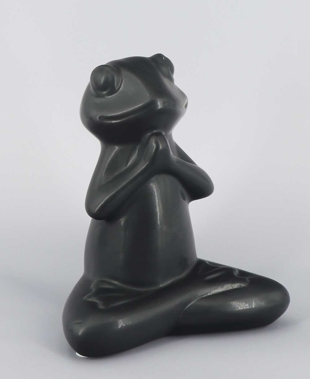 Set pf 3 Yoga Frog Black Ceramic Statues - Sculptures & Statues