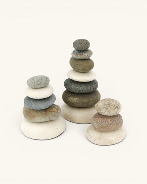 Seven - Stone Rock Cairn — 10.5 Inch Natural Stacked Stone Zen Decor - Decor