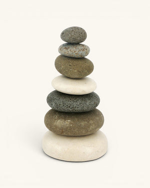 Seven - Stone Rock Cairn — 10.5 Inch Natural Stacked Stone Zen Decor - Decor