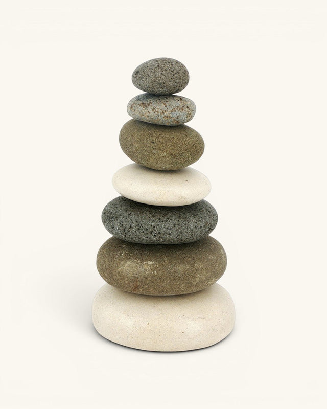 Seven - Stone Rock Cairn — 10.5 Inch Natural Stacked Stone Zen Decor - Decor
