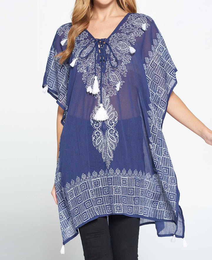 Sheer Cotton Embroidered Summer Kaftan Layering - Apparel