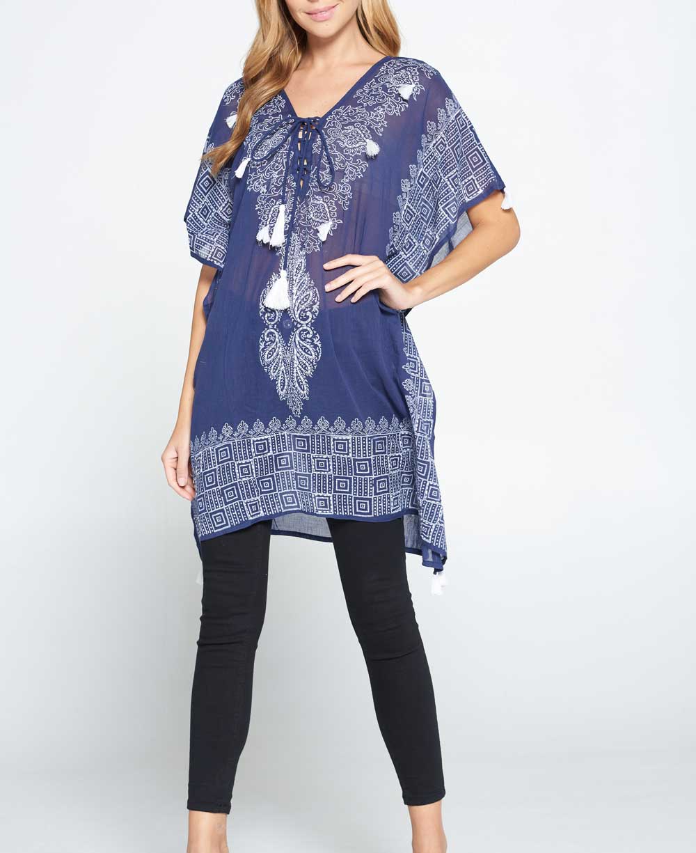 Sheer Cotton Embroidered Summer Kaftan Layering - Apparel