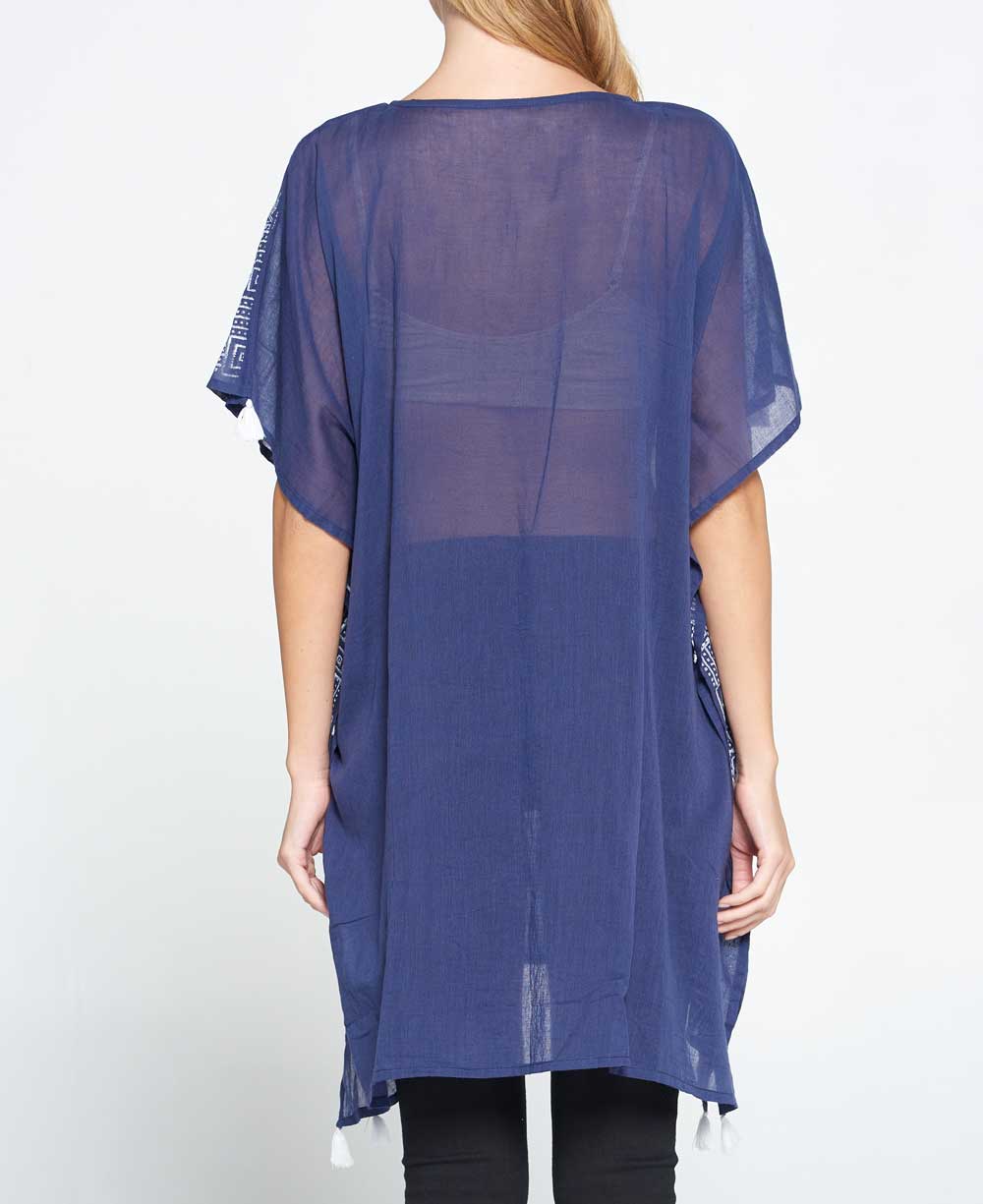 Sheer Cotton Embroidered Summer Kaftan Layering - Apparel