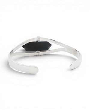 Silver Black Onyx Point Cuff Bracelet — Adjustable Crystal Jewelry - Bracelets