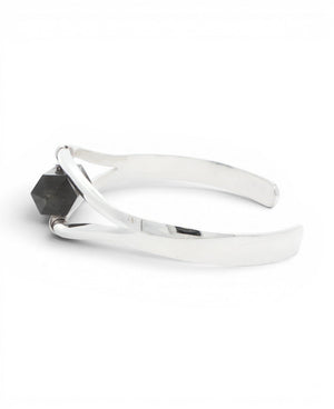 Silver Labradorite Point Cuff Bracelet — Adjustable Crystal Jewelry - Bracelets