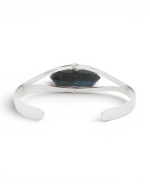Silver Labradorite Point Cuff Bracelet — Adjustable Crystal Jewelry - Bracelets
