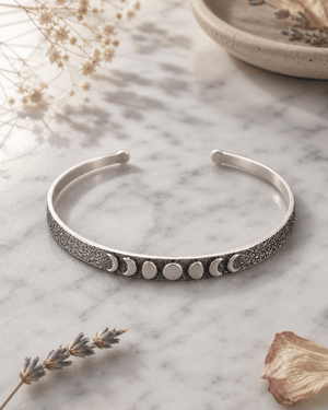 Silver Moon Phase Adjustable Cuff Bracelet — Trust Your Journey - Bracelets