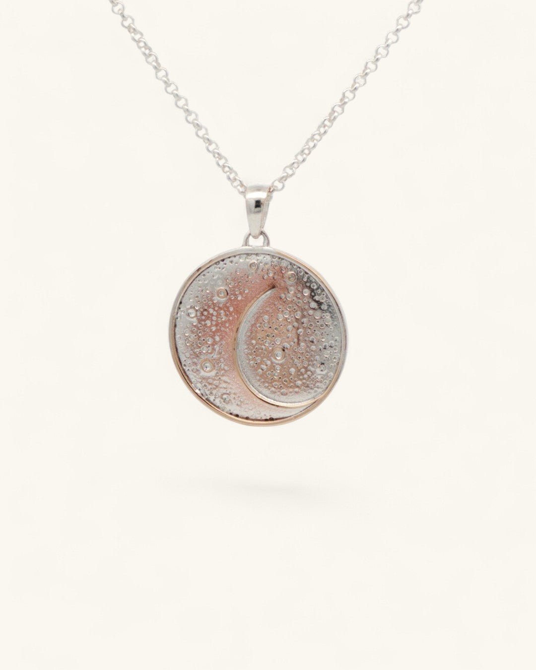 Silver-Plated Moon Pendant — Celestial Crescent with Engraved Affirmation - Pendant
