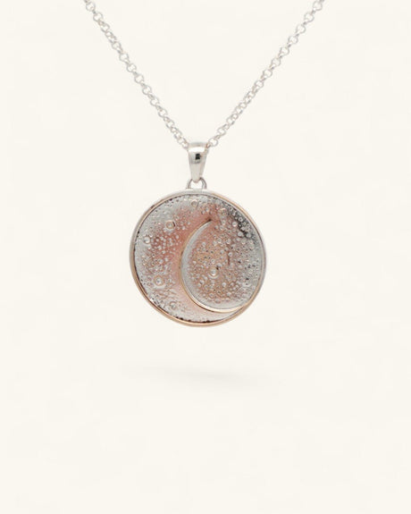 Silver-Plated Moon Pendant — Celestial Crescent with Engraved Affirmation - Pendant