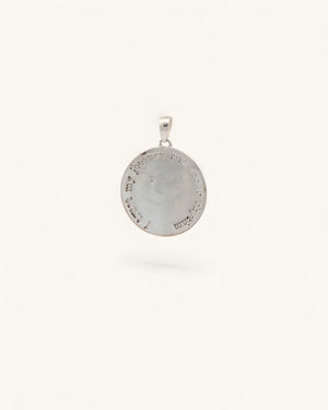 Silver-Plated Moon Pendant — Celestial Crescent with Engraved Affirmation - Pendant