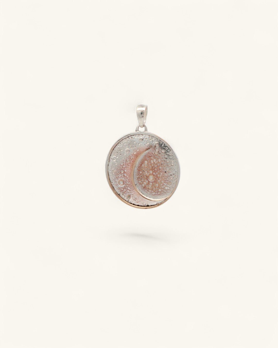 Silver-Plated Moon Pendant — Celestial Crescent with Engraved Affirmation - Pendant