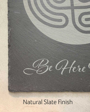 Slate Labyrinth Meditation Board – “Be Here Now” Design with Brush (10" x 11.25") - Decorative Trays