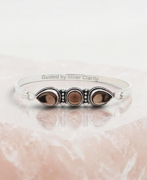 Smoky Quartz Affirmation Bracelet — Silver Plated, Inner Clarity - Jewelry