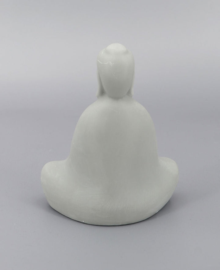 Soft Grey Abstract Meditating Buddha Statue - Sculptures & Statues