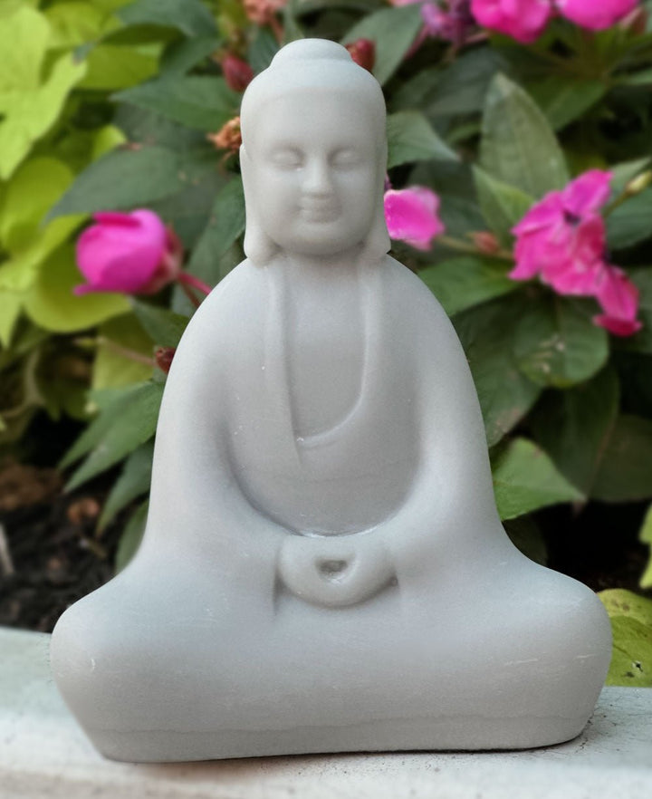 Soft Grey Abstract Meditating Buddha Statue - Sculptures & Statues