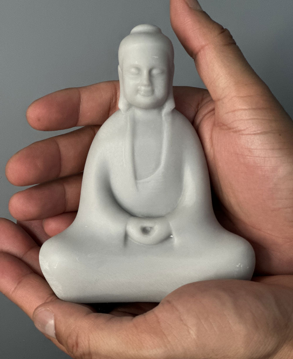 Soft Grey Abstract Meditating Buddha Statue - Sculptures & Statues