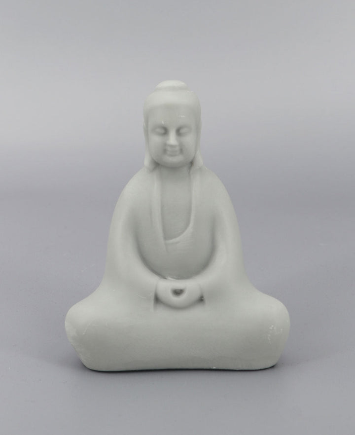 Soft Grey Abstract Meditating Buddha Statue - Sculptures & Statues