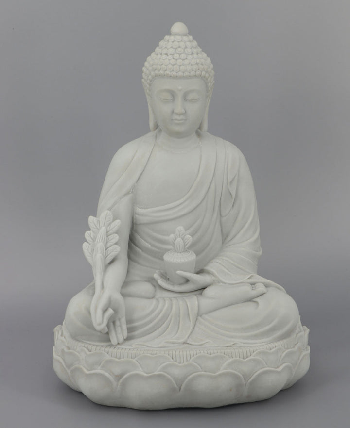 Soft Grey Medicine Buddha Garden Statue - Sculptures & Statues