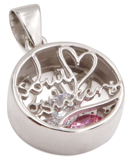 Soul Sisters Pendant – Sterling Silver Capsule with Cubic Zirconia Crystals - Pendants