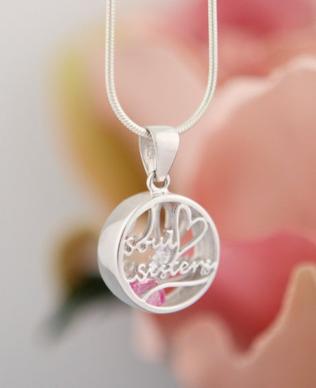 Soul Sisters Pendant – Sterling Silver Capsule with Cubic Zirconia Crystals - Pendants