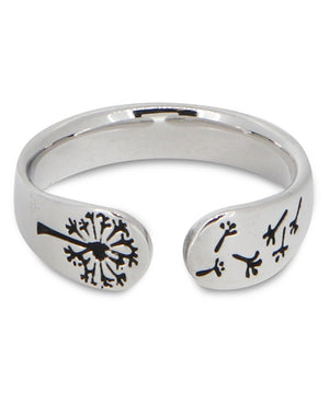 Sterling Silver Adjustable Dandelion Ring - Rings