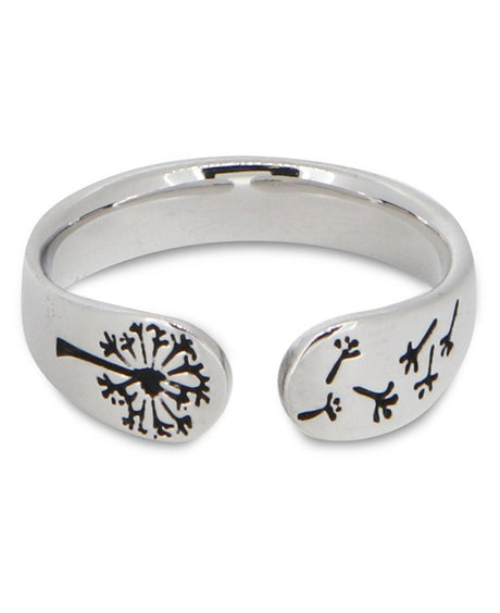 Sterling Silver Adjustable Dandelion Ring - Rings