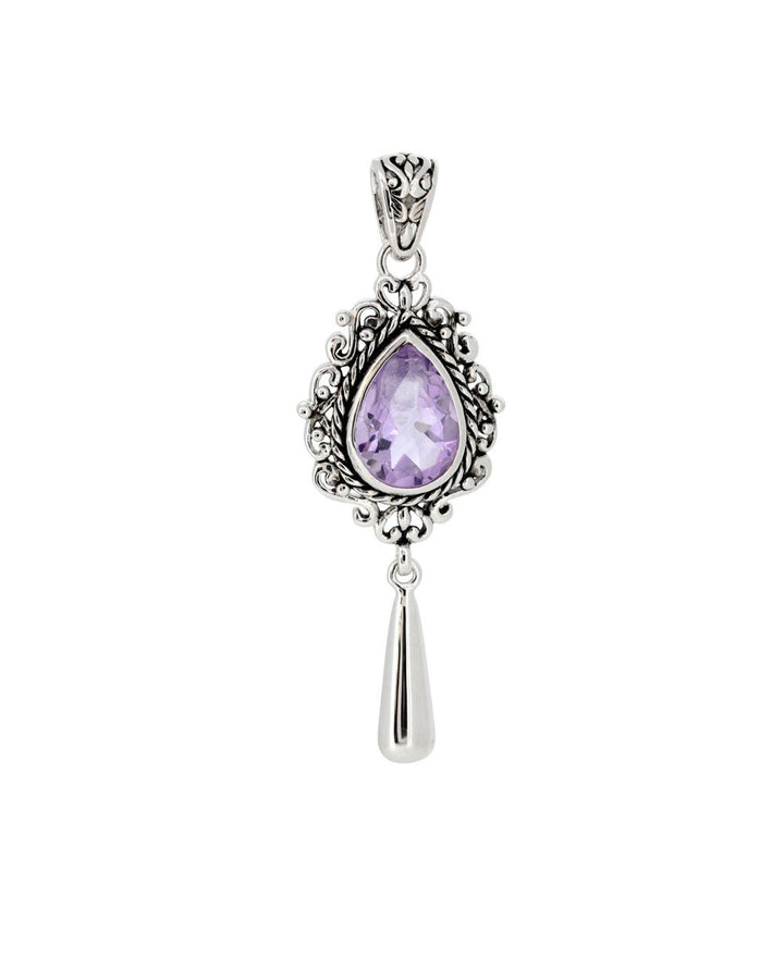 Sterling Silver and Amethyst Teardrop Pendant - Charms & Pendants