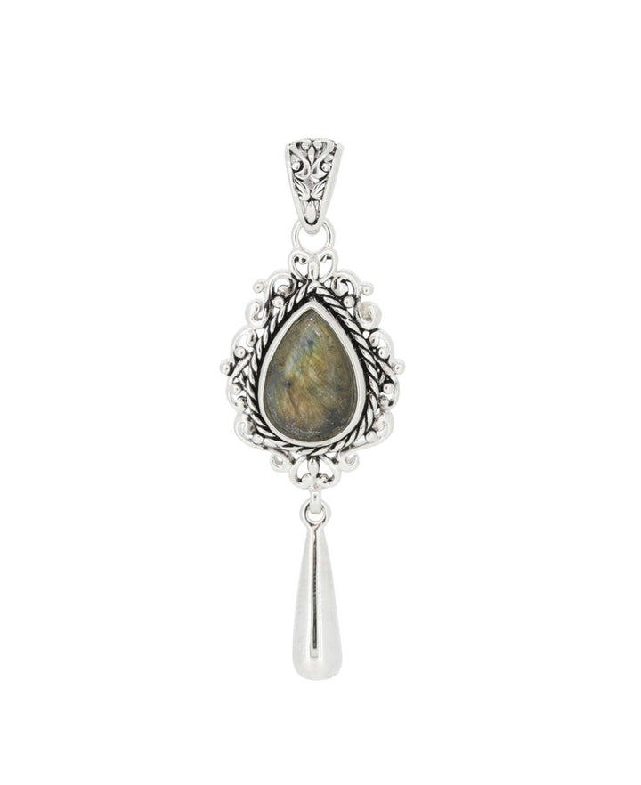 Sterling Silver and Labradorite Teardrop Pendant - Charms & Pendants