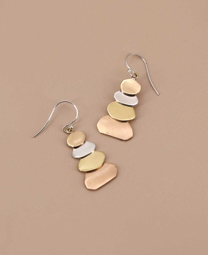 Sterling Silver and Mixed Metal Cairn Earrings - Earrings