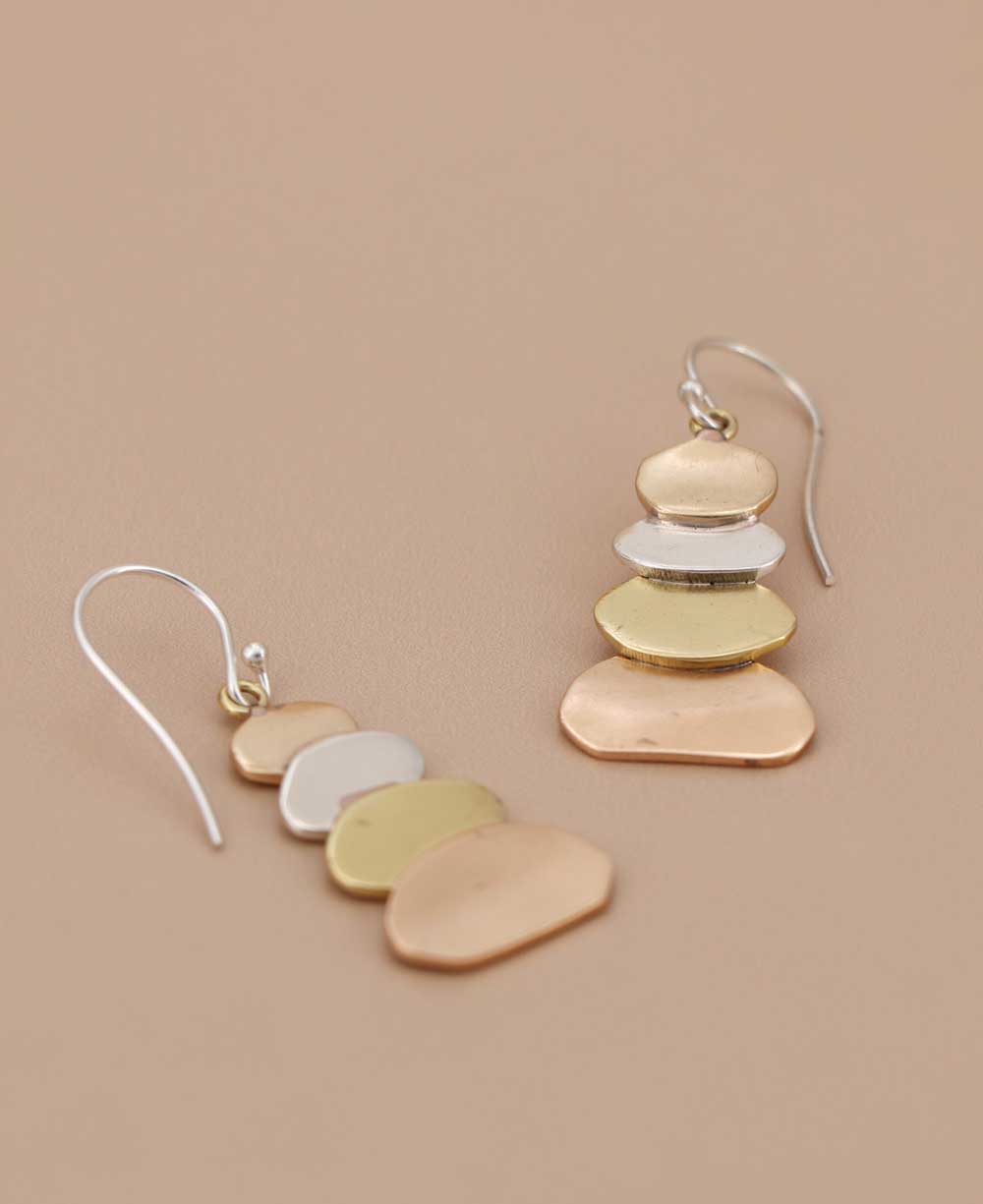 Sterling Silver and Mixed Metal Cairn Earrings - Earrings