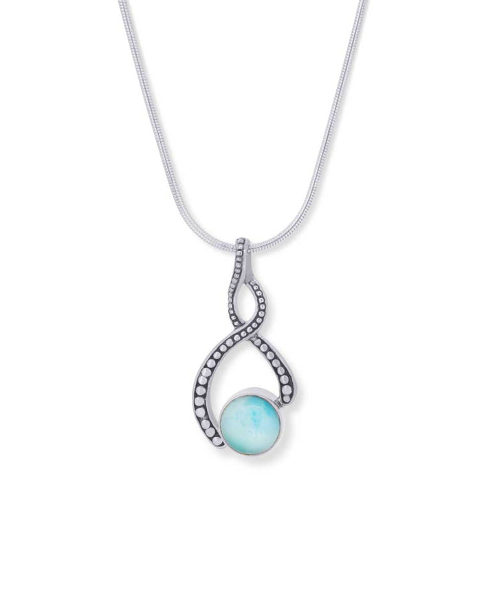 Sterling Silver Asymmetric Twist Larimar Pendant - Pendants