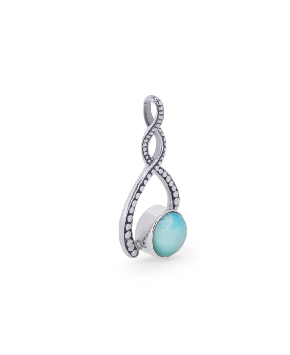 Sterling Silver Asymmetric Twist Larimar Pendant - Pendants