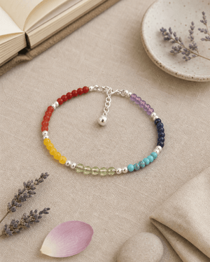 Sterling Silver Beaded Chakra Bracelet - Bracelets