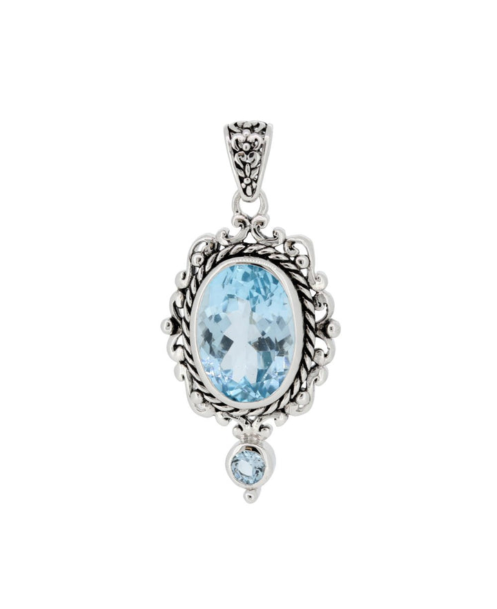 Sterling Silver Blue Topaz Pendant - Charms & Pendants