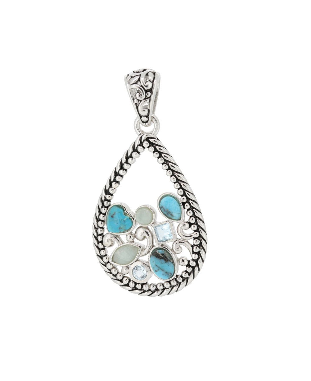 Sterling Silver Calming Blue Gemstone Pendant - Charms & Pendants