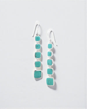 Sterling Silver Cascading Turquoise Dangle Earrings - Earrings