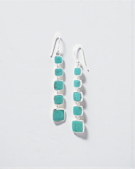 Sterling Silver Cascading Turquoise Dangle Earrings - Earrings