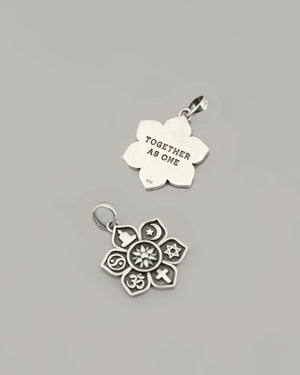 Sterling Silver Coexist Harmony Pendant – Lotus Design with Spiritual Symbols of Unity - Charms & Pendants