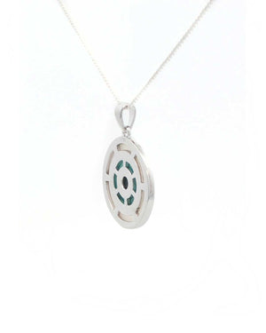 Sterling Silver Evil Eye Inlay Pendant – Turquoise, Mother of Pearl, and Onyx - Pendant