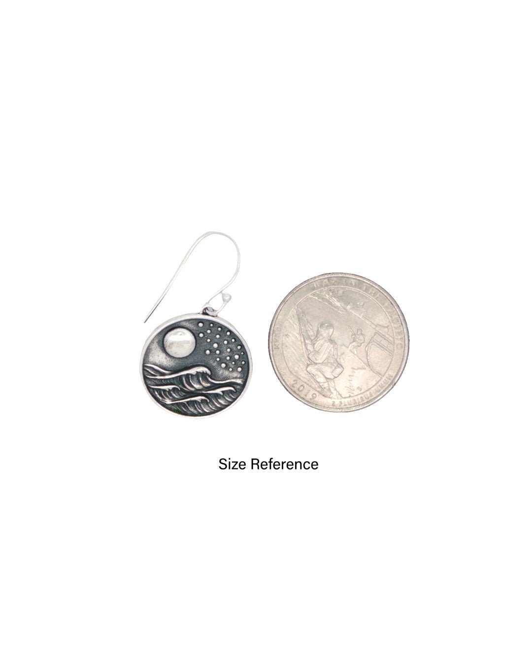 Sterling Silver Full Moon Wave Earrings – Ocean - Inspired Jewelry - Earrings