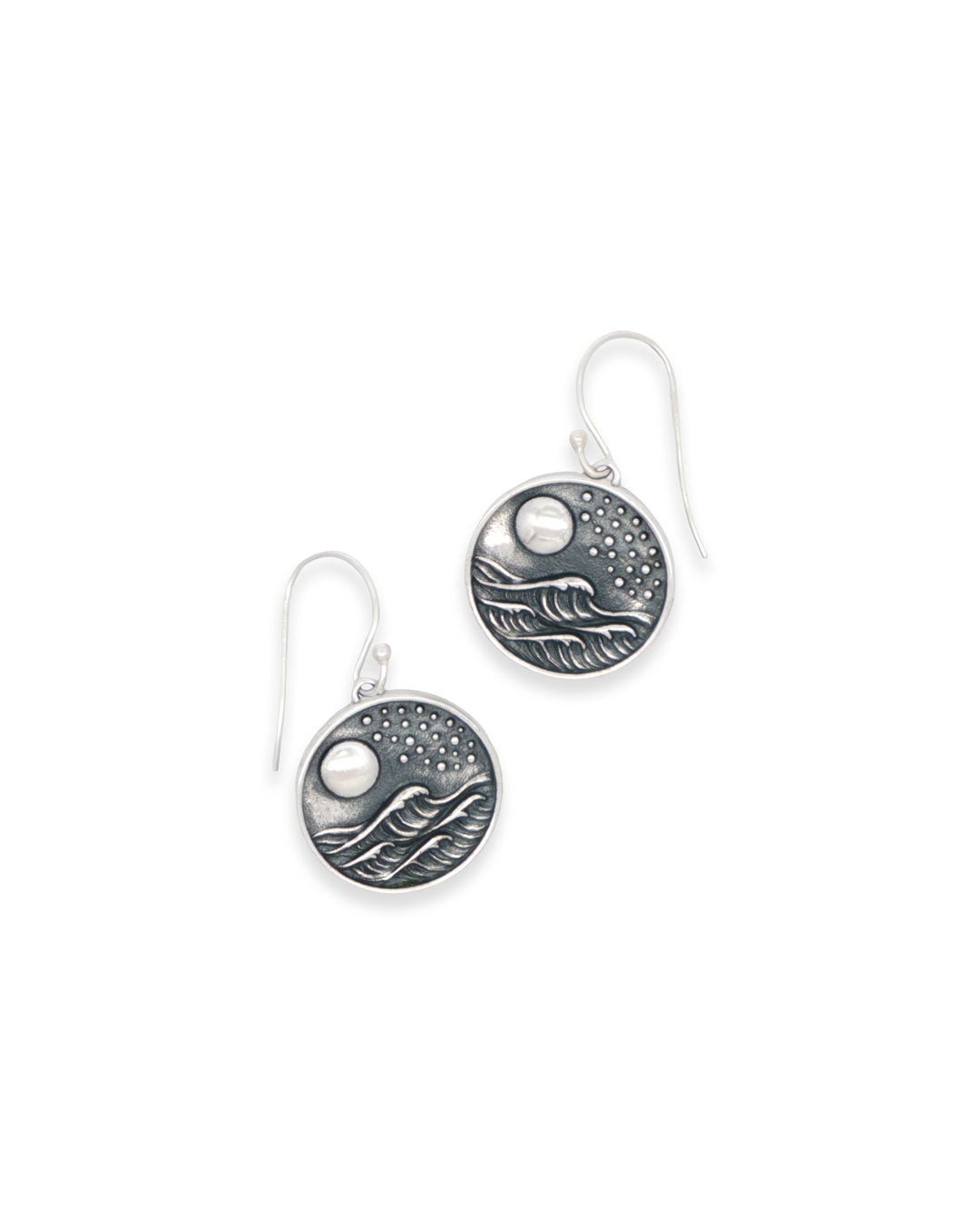 Sterling Silver Full Moon Wave Earrings – Ocean - Inspired Jewelry - Earrings