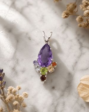 Sterling Silver Gemstone Chakra Prong Pendant - Charms & Pendants