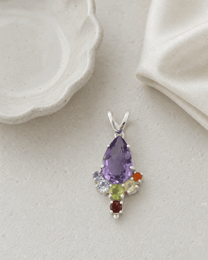 Sterling Silver Gemstone Chakra Prong Pendant - Charms & Pendants