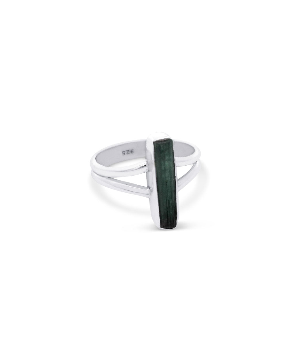 Sterling Silver Green Tourmaline Ring - Rings 6