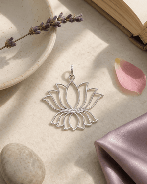 Sterling Silver Lotus Bloom Pendant - Charms & Pendants